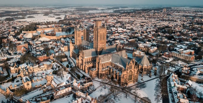 Lincoln aerial view snow