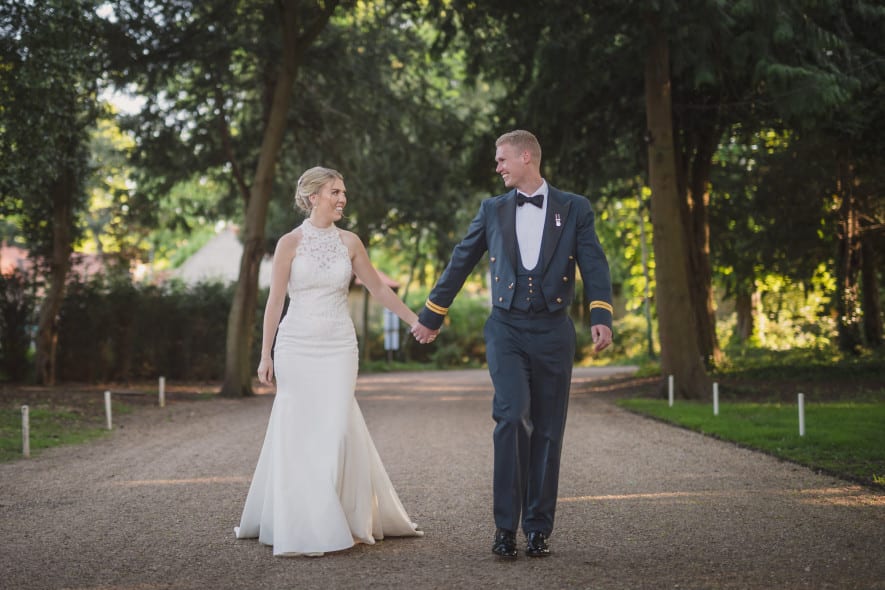Bride and Groom on drive