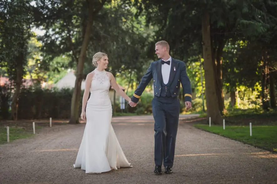 Bride and Groom on drive