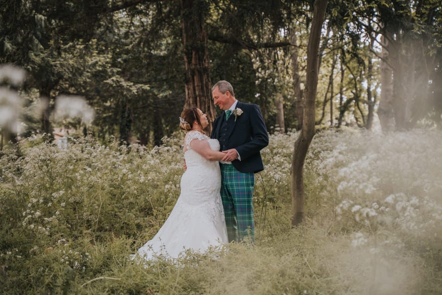 Bride and Groom in garden