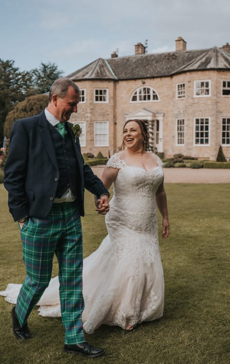 Bride and Groom in garden