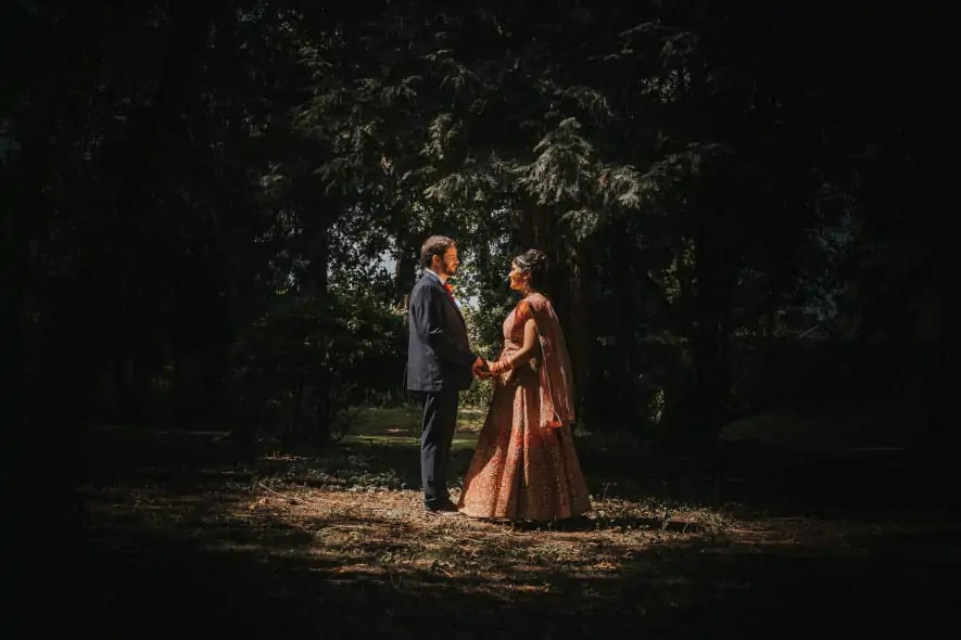 Bride and groom in grounds
