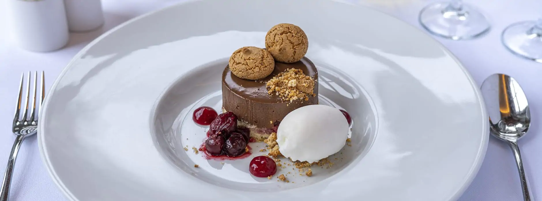 Chocolate dessert with ice cream