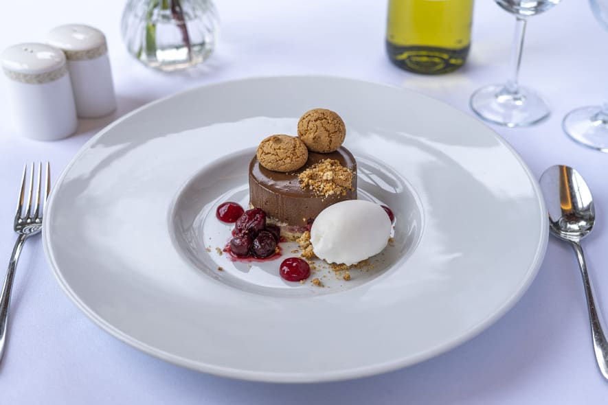 Chocolate dessert with ice cream