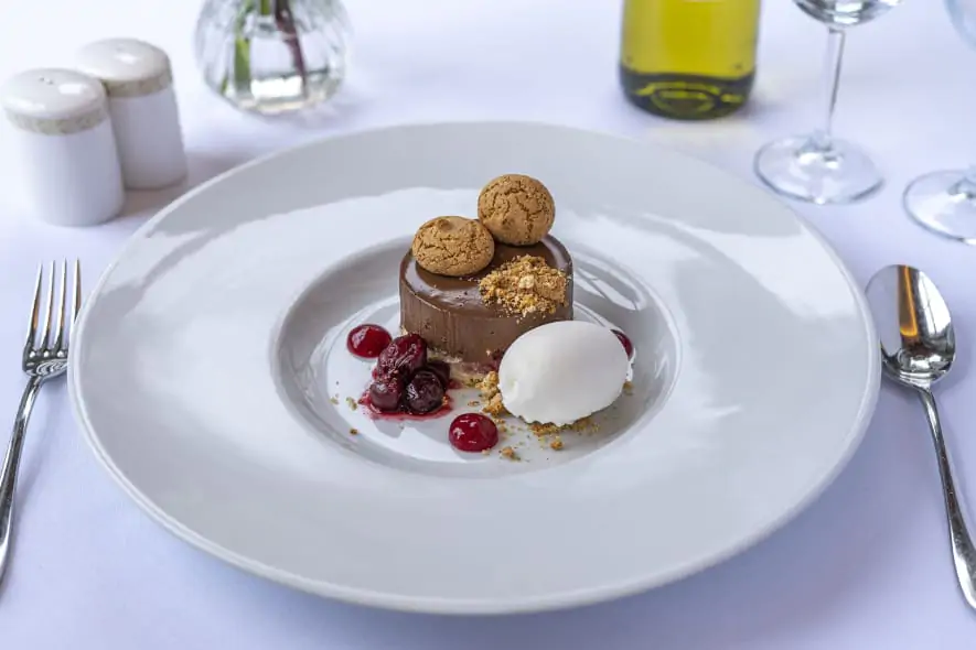 Chocolate dessert with ice cream